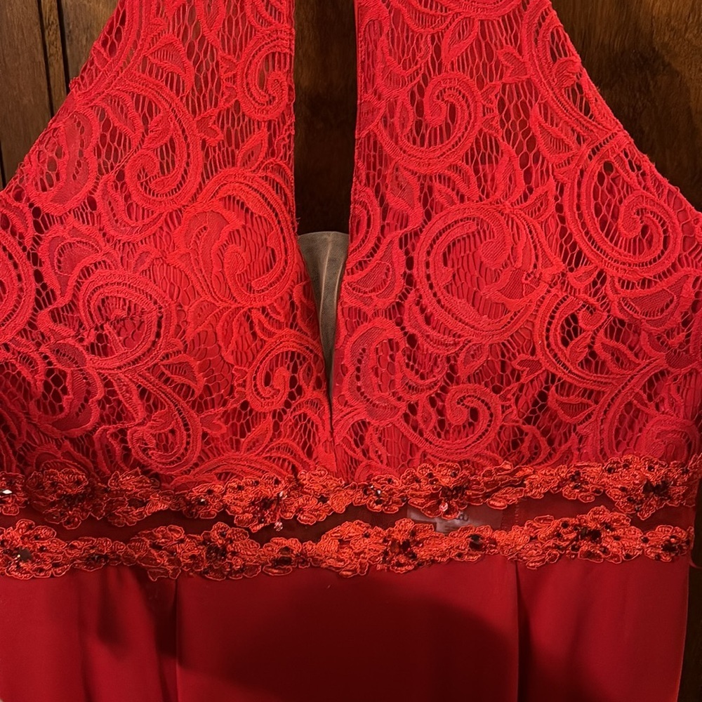 BouBou Red Full Length Halter Prom Dress Size 2X - Picture 4 of 9